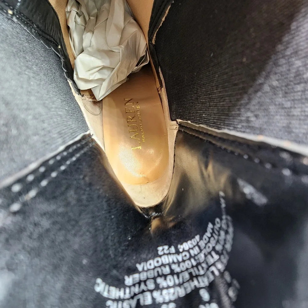 Lauren Ralph Lauren Mylah Stretch Gold Bronze Ankle‎ Boots Womens 8B NEW No Box